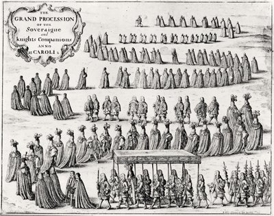 The Grand Procession of the Sovereign and Knight Companions, 1672 by W Hollan